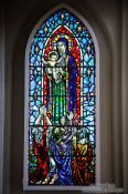 Travel photography:Stained glass window in Reykjavik´s Hallgrimskirkja church, Iceland