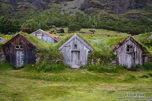 Old wooden houses at Nupsstadur