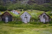 Travel photography:Old wooden houses at Nupsstadur, Iceland