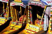 Travel photography:Parked water taxis on Dal Lake in Srinagar, India