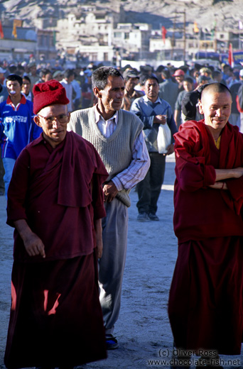 Buddhist monks after a polo match in Leh