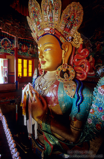 Statue inside the Thiksey Gompa