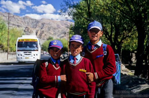 School kids near Thiksey