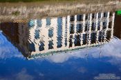 Travel photography:Reflection in the river Liffey in Dublin , Ireland