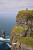 Travel photography:The Cliffs of Moher with O'Brien's tower, Ireland