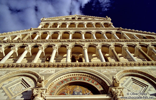 Facade close-up of the Duomo (Cathedral) in Pisa