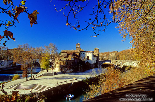 Island in Rome`s Tibre River