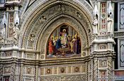 Travel photography:Detail over the Entrance Portal to the Duomo in Florence, Italy