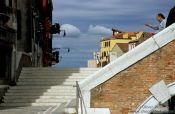 Travel photography:Footpath at Ponte Tre Archi over Rio de Canareggio in Venice, Italy