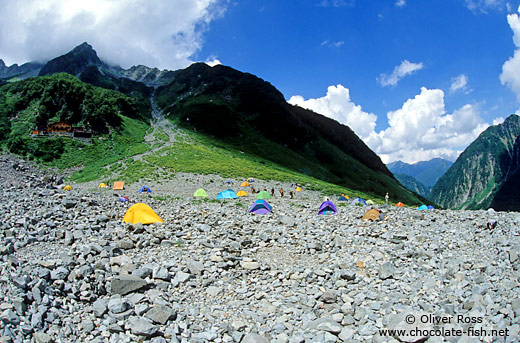 Campers near Kamikochi in the Japanese Alps