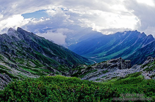 Fisheye perspective of the Japanese Alps