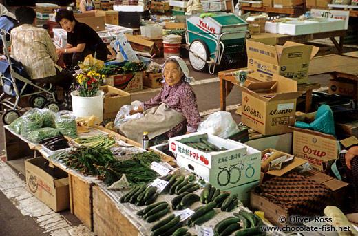 Food market in Hakodate on Hokkaido