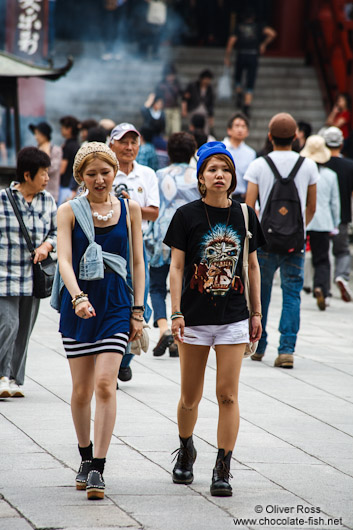 Visitors at the Senso-ji temple in Tokyo Asakusa