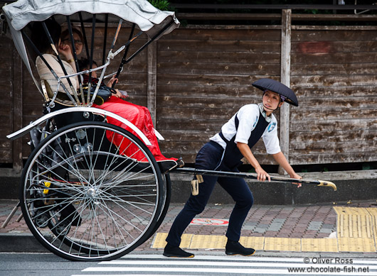 Female rickshaw puller in Tokyo Asakusa