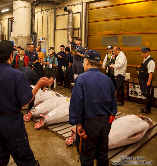 Tuna auction at Tokyo´s Tsukiji fish market