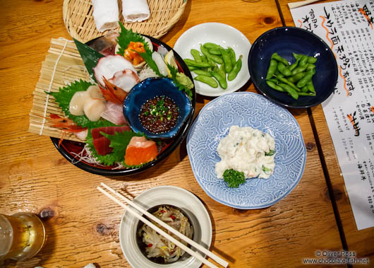 Food in a Tokyo restaurant