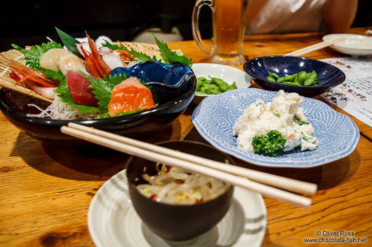 Food in a Tokyo restaurant