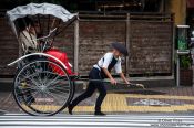Travel photography:Female rickshaw puller in Tokyo Asakusa, Japan