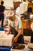 Travel photography:Cutting fish at the Tokyo Tsukiji fish market, Japan