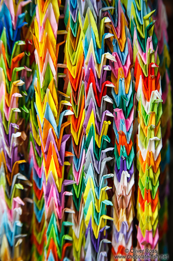 Paper cranes at Kyoto`s Inari shrine