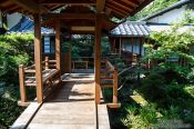 Travel photography:Wooden walkway at Kyoto`s Anraku-ji Temple, Japan