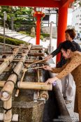 Travel photography:Water basin at the Kyoto Inari shrine, Japan
