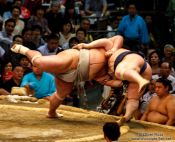 Travel photography:Throwing your opponent out of the ring at the Nagoya Sumo Tournament, Japan