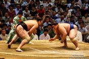Travel photography:A bout begins at the Nagoya Sumo Tournament, Japan