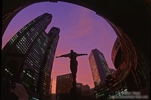 Statue in front of the Metropolitan Government Building in Tokyo`s Shinjuku district