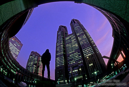 Statue in front of the Metropolitan Government Building in Tokyo`s Shinjuku district