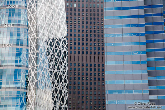 Modern facades in Tokyo´s  Shinjuku district