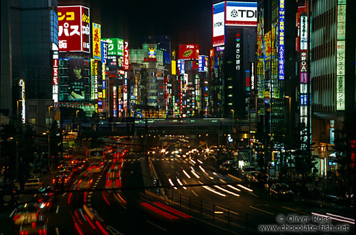 Traffic in Tokyo`s Shinjuku district