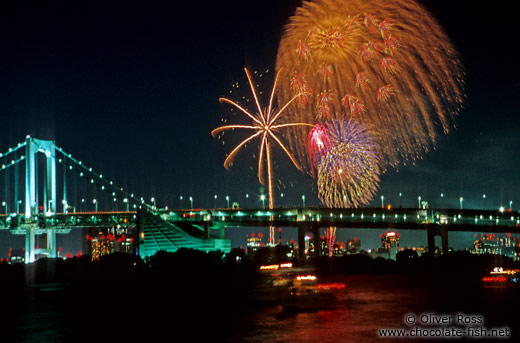 Fireworks display over Tokyo harbour