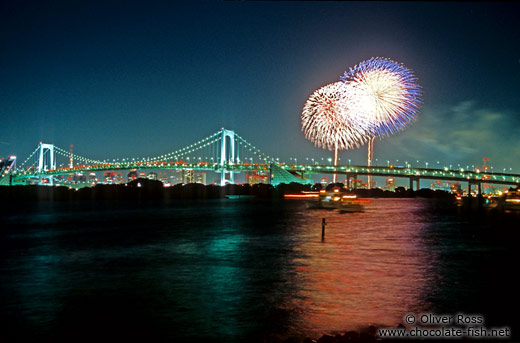 Fireworks display over Tokyo harbour