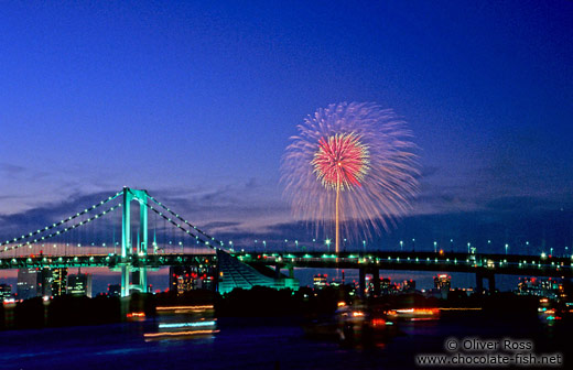 Fireworks display over Tokyo harbour
