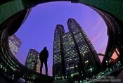 Travel photography:Statue in front of the Metropolitan Government Building in Tokyo`s Shinjuku district, Japan