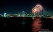 Travel photography:Fireworks display over Tokyo harbour, Japan