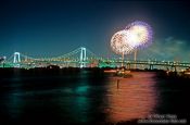 Travel photography:Fireworks display over Tokyo harbour, Japan