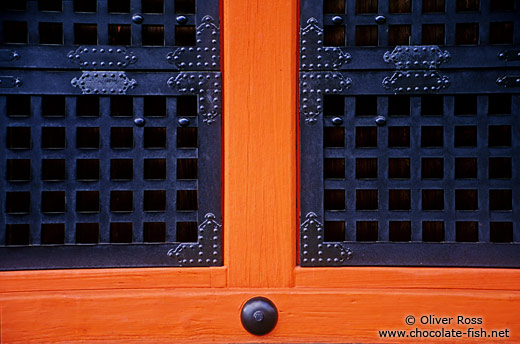 Temple door detail near Tokyo