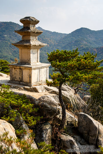 Three storied pagoda at Yongjangsa in the Namsan mountains