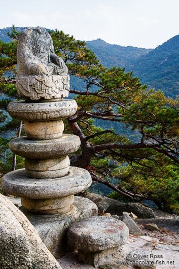 Seated stone Buddha at Yongjangsa in the Namsan mountains