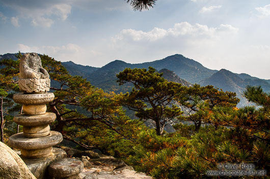 Seated stone Buddha at Yongjangsa in the Namsan mountains