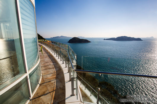 View from Camellia island onto Jangsado Sea Park