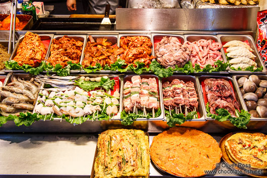 Food for sale at the Seoul night market