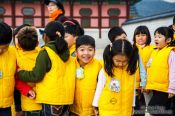 Travel photography:School childern on their way to visit the Gyeongbokgung palace, South Korea