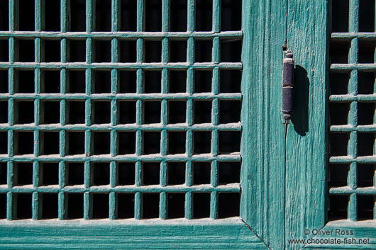 Window detail in Seoul`s Changdeokgung palace