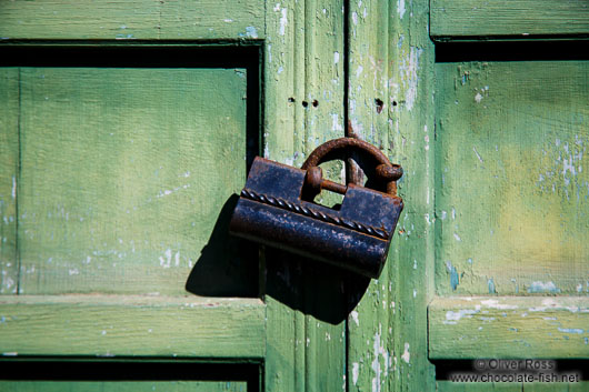 Locked door in Seoul`s Changdeokgung palace