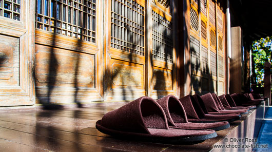 Slippers aligned outside a house in Seoul Samcheonggak