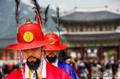 Travel photography:Seoul Gyeongbokgung palace guards, South Korea