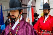 Travel photography:Seoul Gyeongbokgung palace guards, South Korea